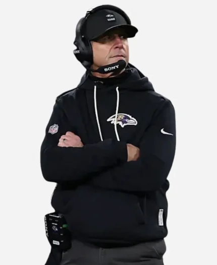 John Harbaugh Ravens Black Pullover Hoodie