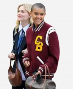 Jordan Alexander Gossip Girl Julien Calloway Maroon Letterman Varsity Jacket