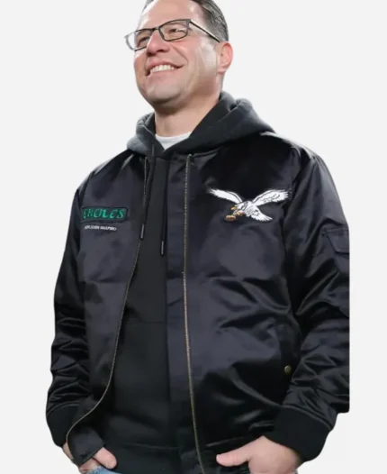 Joshua David Shapiro Philadelphia Eagles Black Bomber Jacket