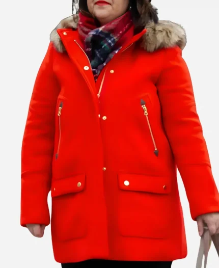 Emily Just Like A Christmas Marlie Collins Red Hooded Parka Jacket