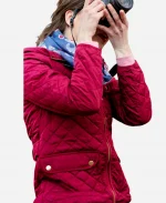 Kacey Rohl The Wedding Veil Movie Lily Quilted Maroon Hooded Jacket