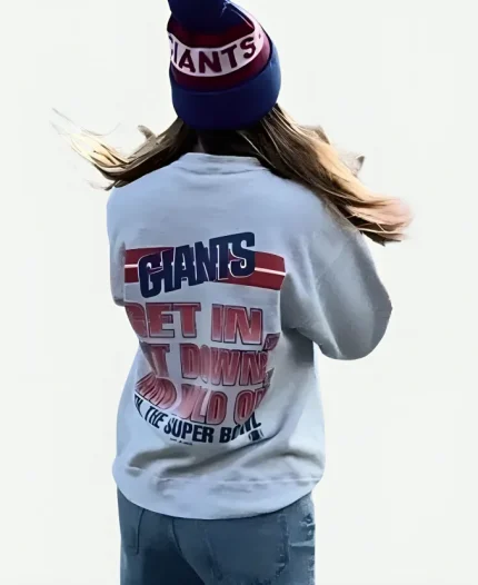 Kaley Cuoco 2025 New York Giants Caricature Grey Pullover Sweatshirt