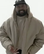 Kanye West Beige Bomber Hooded Jacket