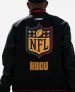 KhaDarel Hodge NFL Falcons vs 49ers Pregame HBCU College Patches Black Varsity Letterman Jacket
