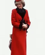 Kristen Stewart Spencer 2021 Diana Princess Double Breasted Red Long Trench Coat