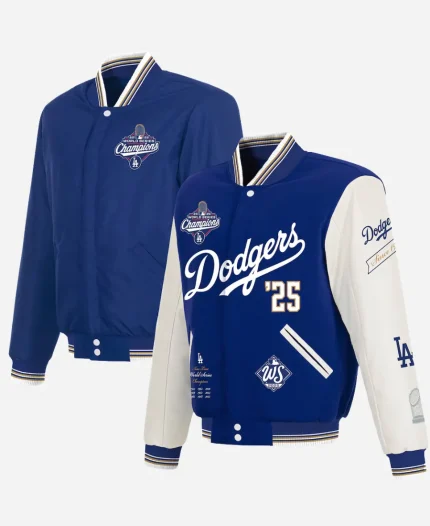 LA Dodgers 2025 World Series Champions Reversible Varsity Jacket