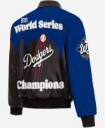 LA Dodgers Dodgers JH Design 2025 World Series Champions Black & Blue Full-Snap Leather Jacket