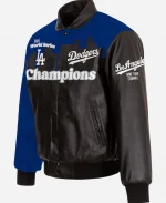 Los Angeles Dodgers JH Design 2025 World Series Champions Black & Blue Full-Snap Leather Jacket