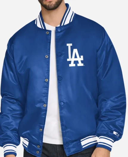 Los Angeles Dodgers Starter Home Plate Printed Satin Varsity Jacket