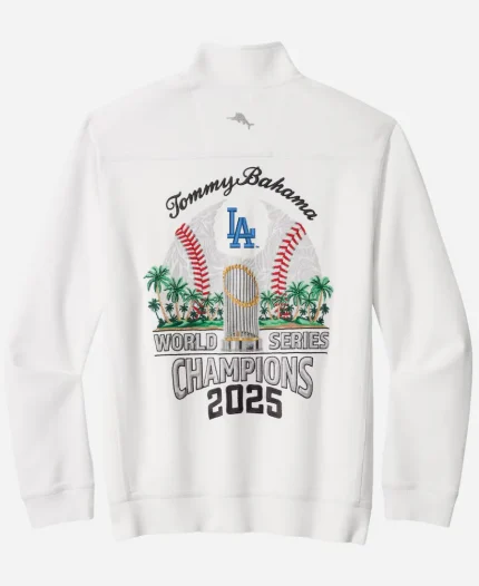 Los Angeles Dodgers Tommy Bahama 2025 World Series Champions Montego Bay White Half-Zip Jacket
