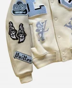 Louis Vuitton FW22 Patched Bunny Leather Varsity Jacket