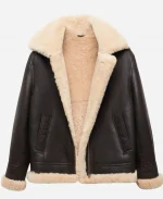 Mango Shearling lined Coat Jacket - Dark Brown