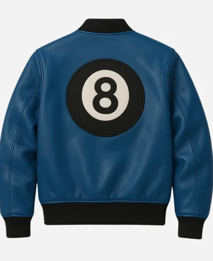 Men's 8 Ball Blue Letterman Leather Varsity Jacket