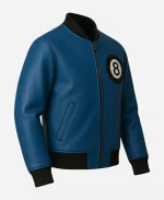 Men's 8 Ball Leather Letterman Varsity Jacket - Blue