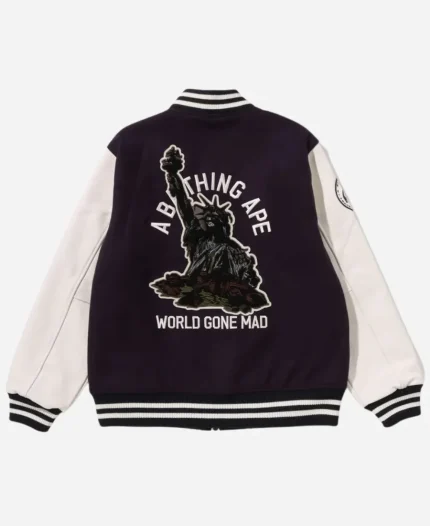Men's A Bathing Ape Black & White Varsity Jacket