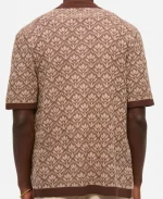 Men's Abercrombie & Fitch Jacquard Pattern Button-Through Brown Sweater Polo