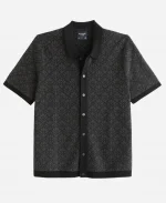 Men's Abercrombie & Fitch Jacquard Pattern Button-Through Sweater Polo - Black