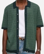 Men's Abercrombie & Fitch Jacquard Pattern Button-Through Sweater Polo - Green