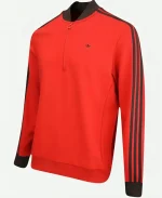 Men's Adidas Golf Originals 3-Stripes Quarter Half Zip Sweatshirt - Red