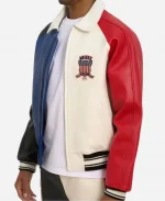 Men's Avirex Color Block Icon Military Leather Bomber Jacket