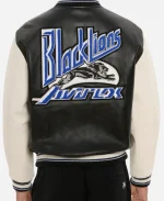 Men's Avirex Lions Black Real Leather Varsity Jacket