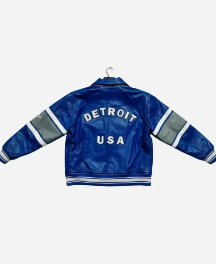 Men's Avirex New Edition Detroit USA Cowhide Leather Varsity Jacket - Blue