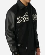 Men's Avirex Script Black Wool Leather Varsity Jacket