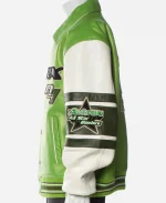 Men’s Avirex Stars & Stripes Lime Printed Green Leather Varsity Jacket