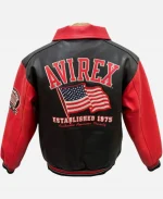 Men's Avirex USA Edition Red & Black Leather Bomber Jacket