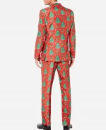 Men's Christmas Allover Tree Printed Red Suit - For Sale