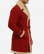 Men's Christmas Shearling Red Wool Trench Coat