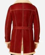 Men's Christmas Shearling Wool Trench Coat - Red