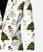 Men’s Christmas Sports White Printed Blazer Jacket