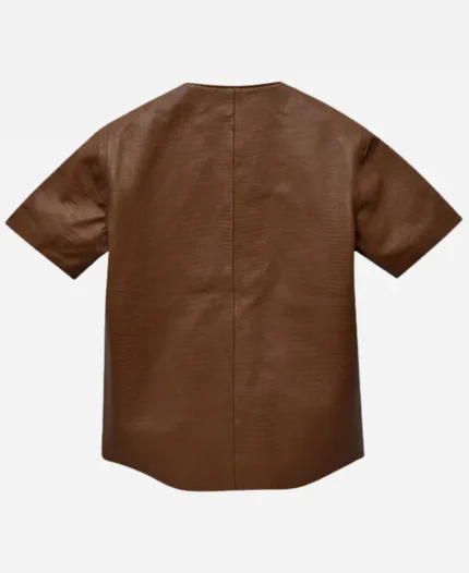 Men's Crocodile Brown Leather Pullover T-Shirt - For Sale