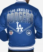 Men's Los Angeles Dodgers Starter Home Plate Printed Graphic Satin Blue Full-Snap Varsity Jacket 
