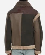 Men's Moschino Shearling-Trimmed Brown Leather Jacket