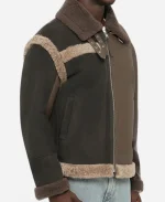 Men's Moschino Shearling-Trimmed Leather Jacket -Brown