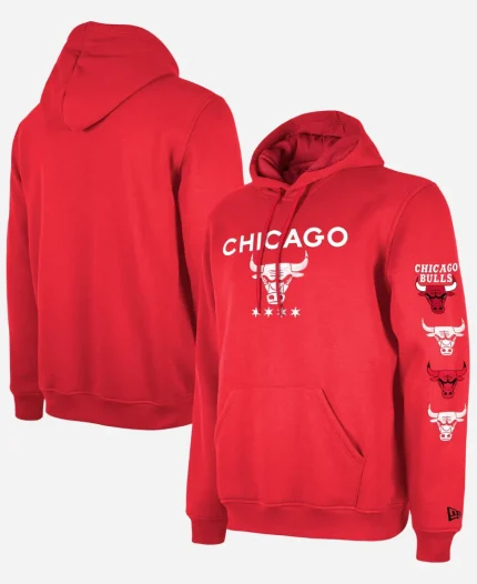 Men's New Era x Chicago Bulls 2023-24 City Edition Red Pullover Hoodie