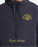 Men's Nike NFL Los Angeles Rams 2025 Rivalries Collection Sideline Anorak Midnight Blue Half-Zip Hoodie Jacket