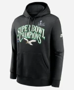 Men's Nike Philadelphia Eagles Super Bowl LIX Champions Retro Logo Black Fleece Pullover Hoodie