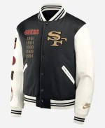 Men's Nike San Francisco 49ers 2025 Rivalries Collection Full-Snap Black Varsity Jacket