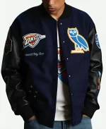 Men's October's Very Own X NBA Oklahoma City Thunder Blue Varsity Jacket