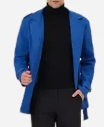 Men's Overcoat Double Breasted Notch Lapel Trench With Belt Coat