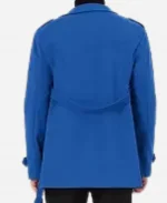 Men's Overcoat Double Breasted Notch Lapel Trench With Belt Coat - Blue