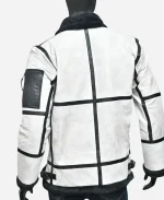 Men’s RAF B3 Flight Aviator White Leather Bomber Jacket