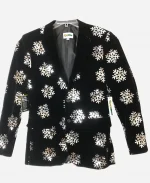 Men's Sequined Snowflake Velvet Blazer