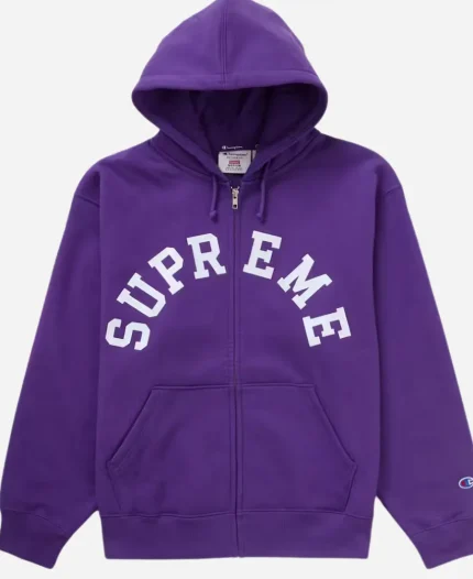 Men's Supreme x Champion Purple Hooded Sweatshirt