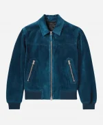 Men's TOM FORD Slim-Fit Suede Blue Bomber Jacket