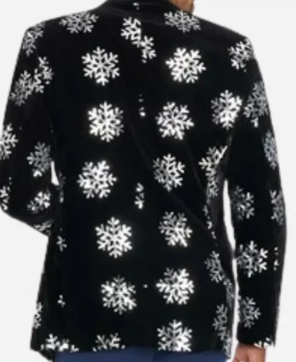 Men's Tipsy Elves Christmas Sequined Snowflake Black Velvet Blazer