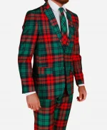 Men's Western Style Plaid Ugly Red & Green Christmas Suit - For Sale